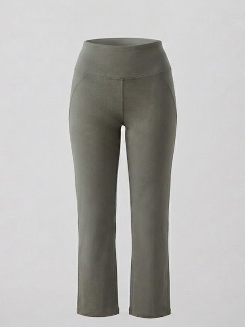 Grey High-Waisted Yoga Pants Cuffed Leg XXL